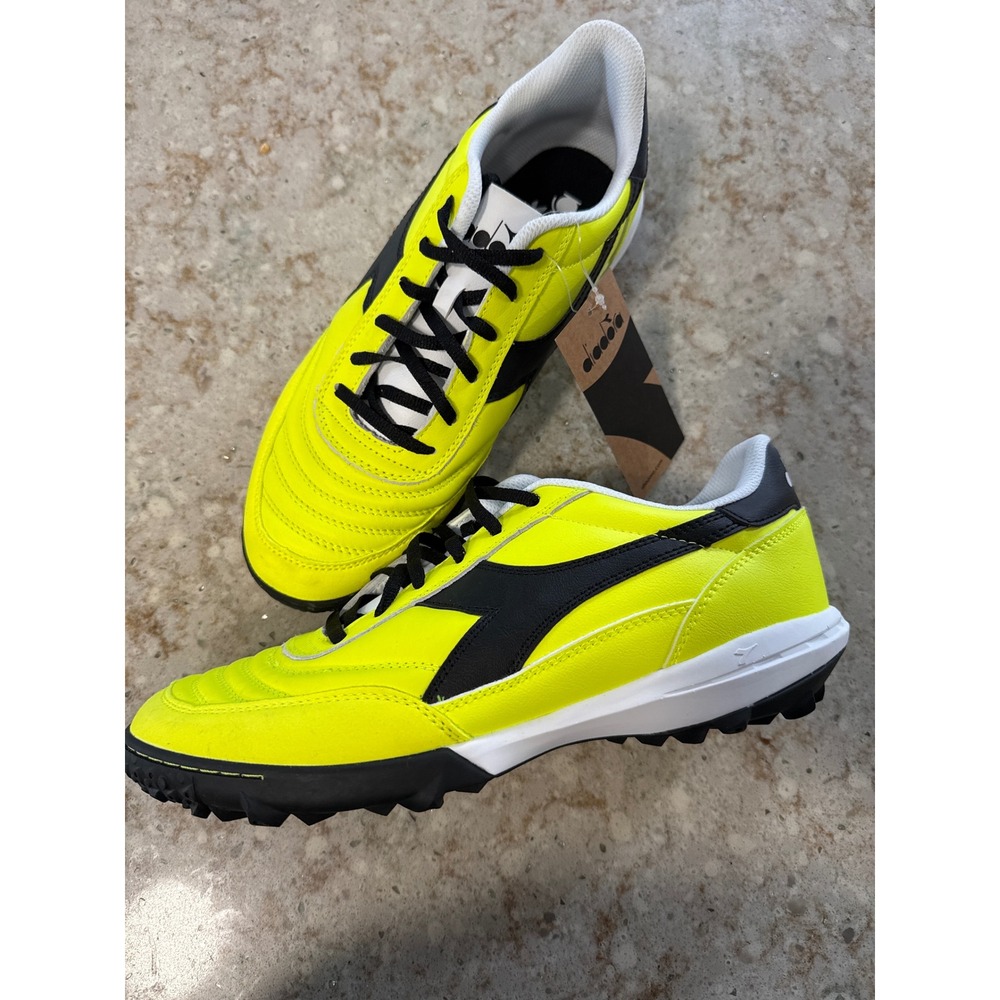 Diadora Mens Turf Soccer Cleats Neon Yellow Black 101.179497/C0001 Size 11.5
